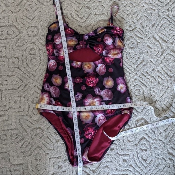 Aqua Rose one piece swimsuit roses floral print XL @M2 - Picture 4 of 7